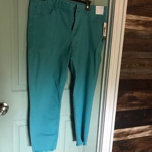 Turquoise skinny leg pants